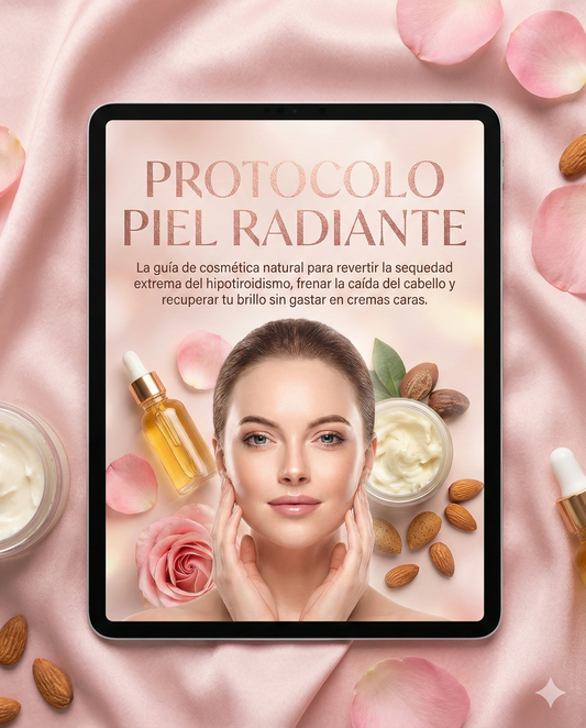PROTOCOLO PIEL RADIANTE: La guía de cosmética natural para revertir la sequedad extrema del hipotiroidismo, frenar la caída del cabello y recuperar tu brillo sin gastar en cremas caras.